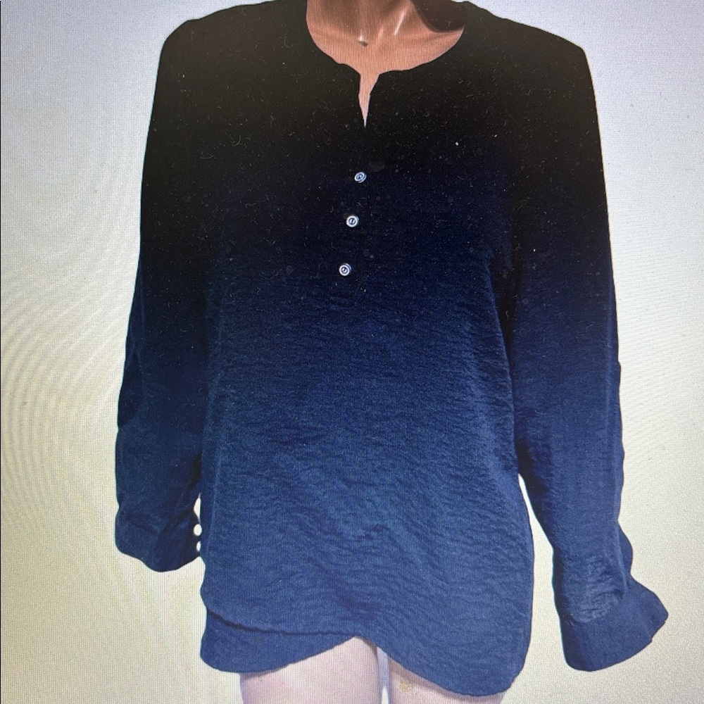 Lulu B Navy Blue Gauze, layered Tunic Top Medium